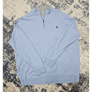 Polo Ralph Lauren Pullover Men's 2LT Heather Blue 1/4 Zip Long Sleeve Sweater